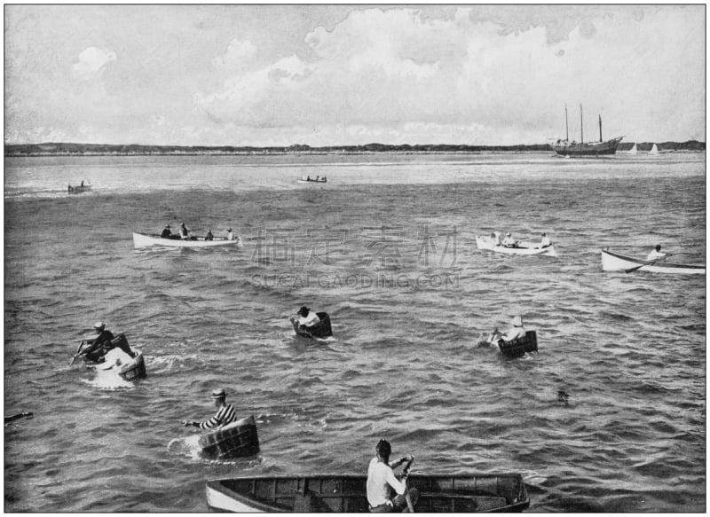 Antique photograph of the British Empire: Tub race in the Bahamas