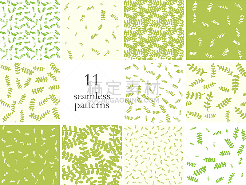шаблон для мандалыCollection of seamless vector leaves patterns. Stylish design for print, fabric, textile, cover, wrapping etc. Set of 10 eps simple green botanic backgrounds.