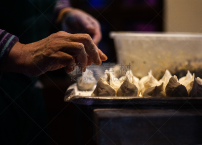 饺子,女人,动物手,盘着腿坐,莲花坐式,东方食品,熟的,蛋白质,自制的,中国人