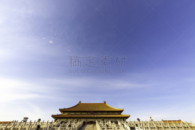 北京,天空,宫殿,蓝色,中国,万里无云,故宫,在上面,井,接力赛