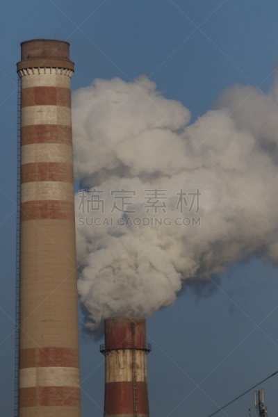 烟囱,植物,背景,古老的,地热发电站,蓝色,气候,化学,工程师,砖