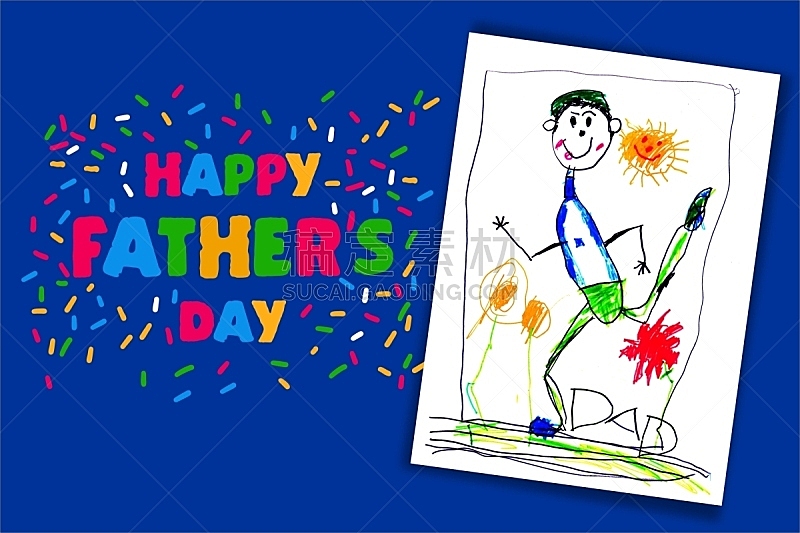 可爱的,父亲,儿童,节日,绘画插图,乐趣,幸福,白昼,手