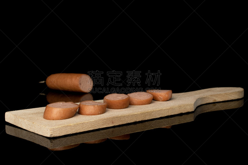 玻璃,香肠,黑色背景,分离着色