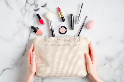 拿着,平铺,商品,女性,手,书桌,视角,化妆用品,上装,倒
