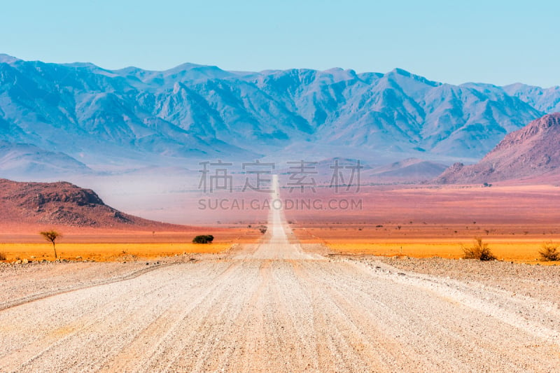 非洲,全景,路,纳米比亚,沙砾,旅途,热,沙漠,户外,方向