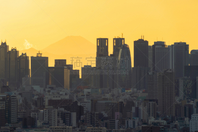 城市,日本,市区,亚洲,东京,摩天大楼,航拍视角,建筑外部,都市风光,日落