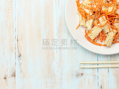 香料,尤巴,朝鲜半岛,胡萝卜,豆腐,竹子,沙拉,素食,蔬菜,清新