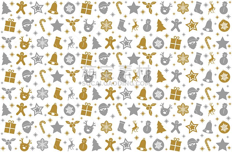 Christmas background with silver and golden decorations. Vector.