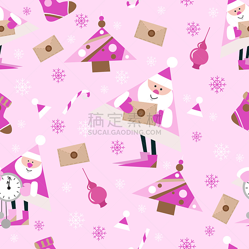 绘画插图,圣诞树,雪花,矢量,新年,粉色背景,式样,新的,休闲活动
