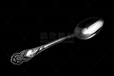 古典式,分离着色,装饰品,黑色背景,婴儿勺,华丽的,空的,一个物体,背景分离,食品