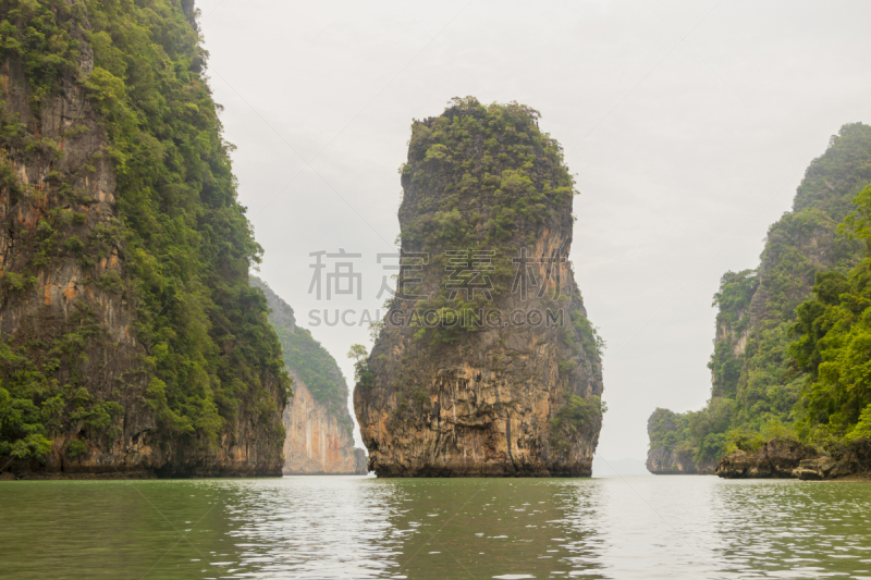 泰国,人造的,岛,詹姆斯庞德岛,海湾,热带气候,船,著名景点,岩石,水湾