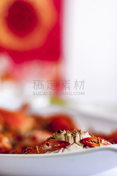 螃蟹,白色,比尔,柠檬,完整,盘子,顶部,白色背景,烹调