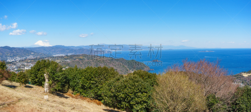 看风景,伊东,城市,山,在上面,山脊,雪山,雪,著名景点,春天