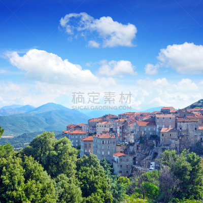 科西嘉,萨尔泰纳,城镇,法国,云,著名景点,背景,夏天,天空,建筑