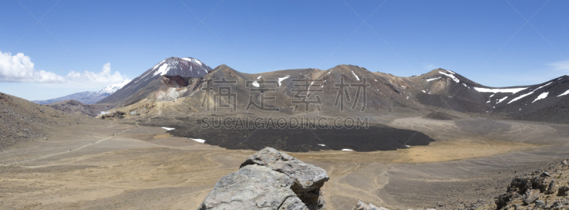 全景,山,熔岩,角度,横越,田地,高处,视角,山脊,云