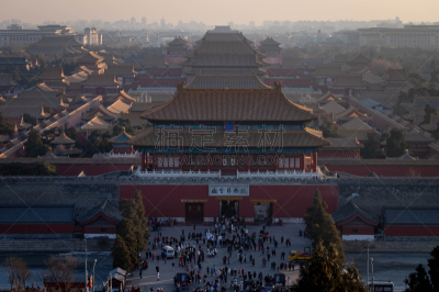 禁止的,北京,宫殿,旅行者,地形,户外,黄色,红色,蓝色,远古的