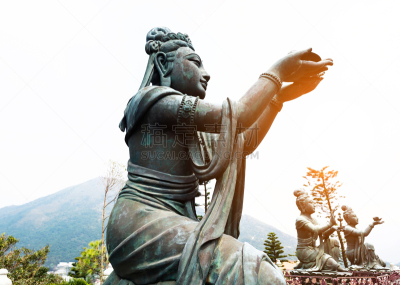 雕像,天坛大佛,女神,佛,户外,青铜,巨大的,远古的,著名景点