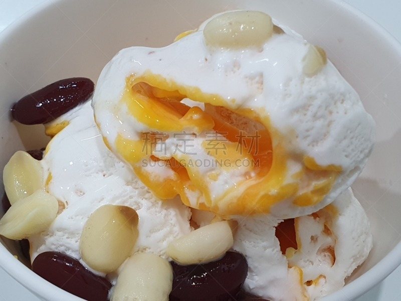冰淇淋,咸蛋黄,传统,泰国食品,牛奶,饮食,食品,泰国,糖,甜点沙司