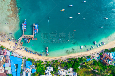 热带气候,海滩,岛,护送队,渡轮,客船,海港,拥挤的,船,鸡尾酒