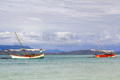 马达加斯加,传统,船,诺兹比,岛,旅途,热带气候,桨叉架船,马拉加什人,自制的