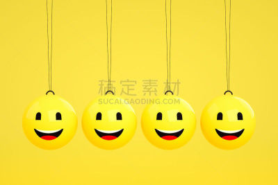 三维图形,牛顿碰撞球,幸福,正面视角,网络表情,球体,绳子,社会化网络,多样,堆