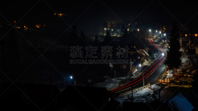 汽车,夜晚,乌克兰,全景,运动跑道,宏伟,山庄,前灯,脉搏图,暗色