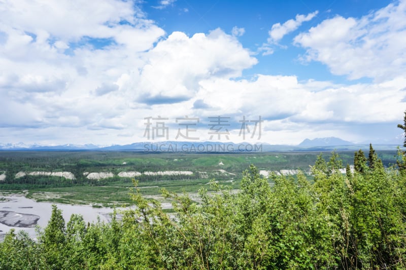 山脉,风景,喀普尔河三角洲,盆地,阿拉斯加,云景,流水,河流,户外,高处