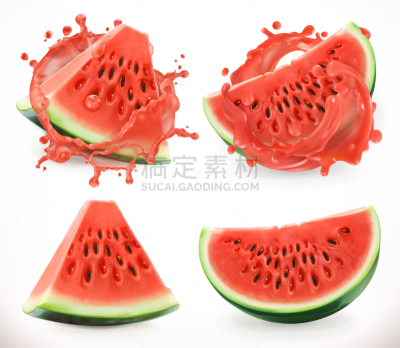 清新,水果,三维图形,计算机图标,矢量,西瓜汁,饮料,部分,自然界的状态,背景分离