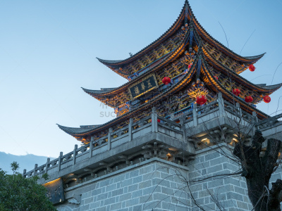 过时的,云南省,大理,地形,灯笼,砖,人类居住地,公园,古典式,户外