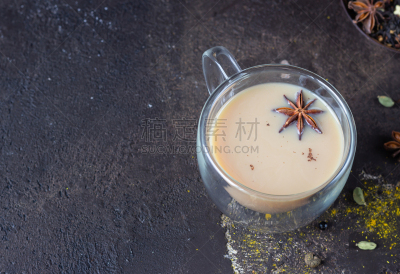 拉茶,杯,马萨拉,肉豆蔻,传统,肉桂,玻璃杯,成分,茴芹,背景