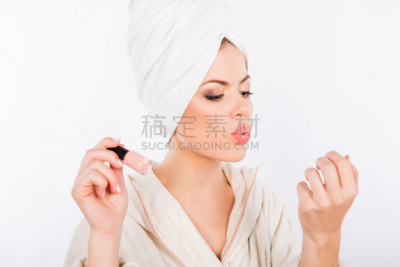 自然美,修指甲,指甲油,女孩,干的,年龄,成年的,仅成年人,人的眼睛