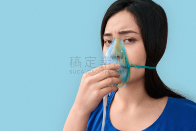 女人,青年人,注视镜头,氧气面罩,背景分离,药,肖像,中国人,影棚拍摄,气体交换
