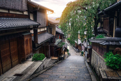 日本,京都府,街道,古城,艺妓,户外,夜晚,季节,春天,著名景点