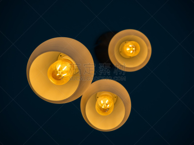 现代,圆形,悬挂的,天花板,正下方视角,暗房,三个物体,华丽的,球体,暗色