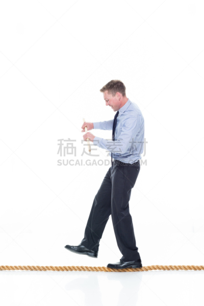 绳子,敏捷,男商人,男性,白色背景,领带,青年人,衣服,白色人种,做