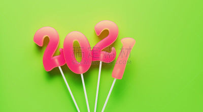 数字,棒棒糖,2021,绿色背景,可爱的,商务,土耳其,清新,倒计时,新年前夕