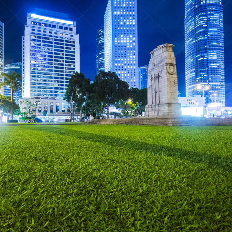 皇后像广场,户外,夜晚,著名景点,旅游目的地,建筑,图像,方形画幅,无人,草