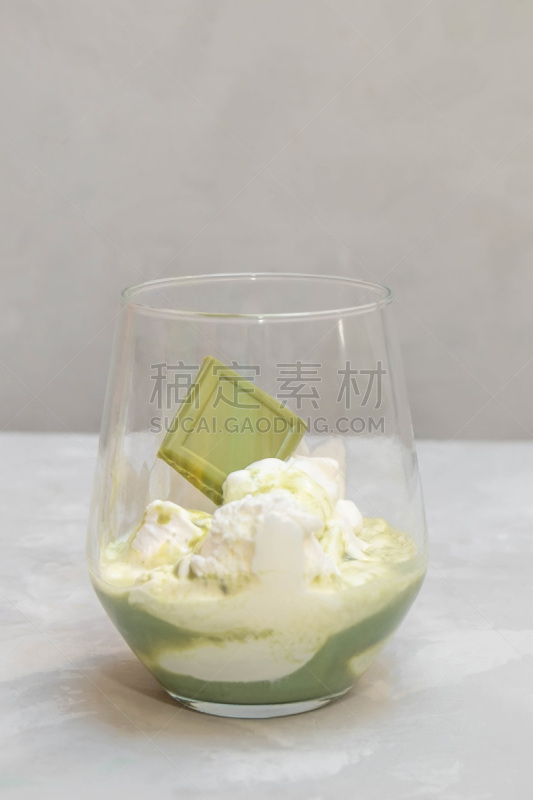 绿茶,杯,阿芙佳朵冰淇淋,甜点心,背景,香草冰淇淋,玻璃杯,米色,铲子,饮料