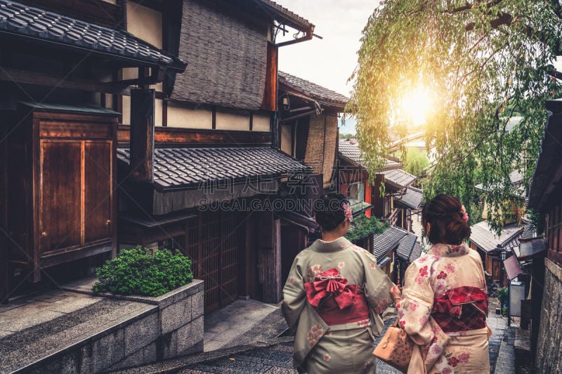 京都府,传统,和服,日本,亚洲,居住区,斯德哥尔摩老城,步行,旅行