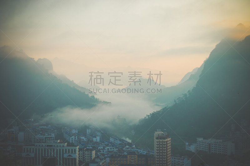都市风景,田园风光,地形,户外,古老的,著名景点,早晨,旅游目的地,瑶族,建筑
