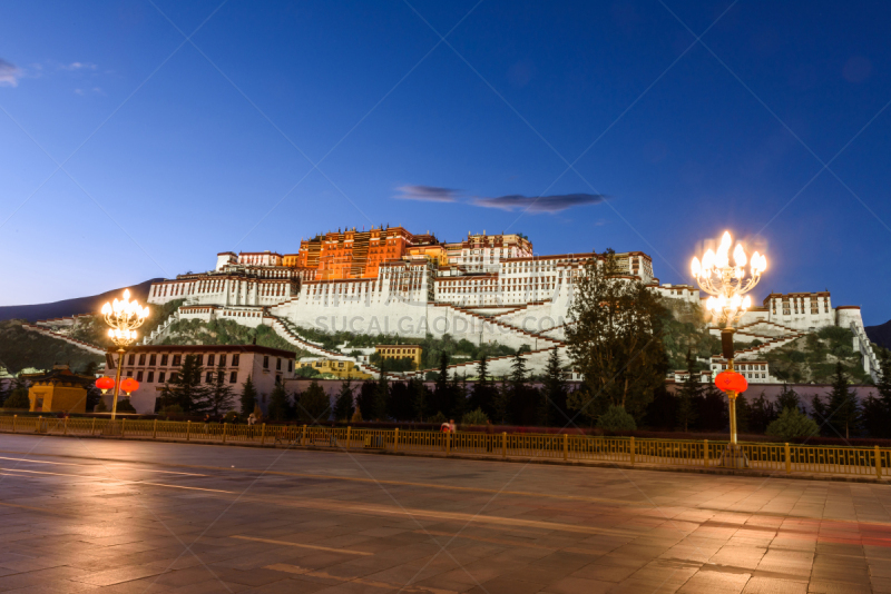 中国,布达拉宫,建筑工地,世界遗产,外立面,都市风光,日落
