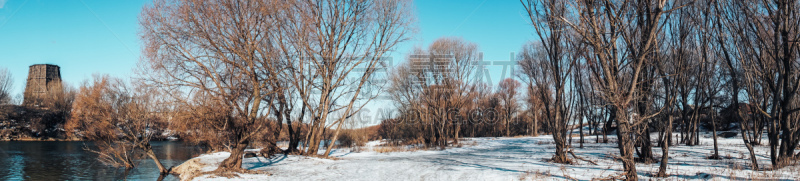 雪,河流,冬天,全景,河岸,地形,寒冷,奔萨,环境,霜
