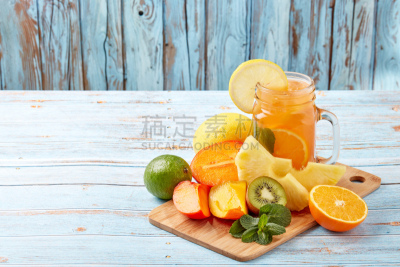 水果,柠檬水,冷,冰块,柠檬苏打水,厚木板,果汁,复古风格,榨汁机,苏打水