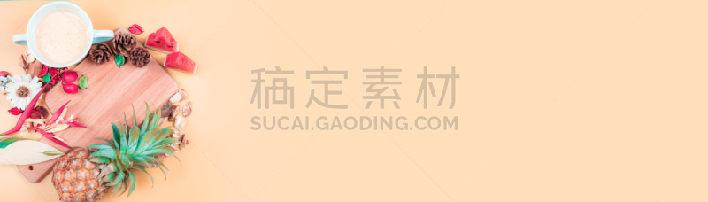 清新,食品,西瓜,水果,夏天,极简构图,概念,菠萝,布置