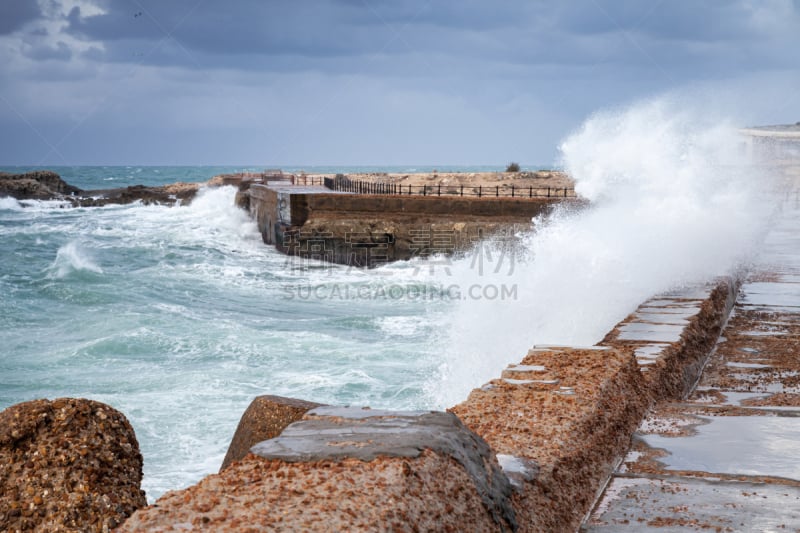 埃及,暴风雨,地中海,海滩,湿,风,环境,天气,海浪,海岸线