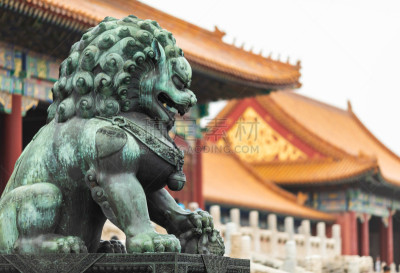 狮子,故宫,北京,青铜,房屋,纪念碑,留白,国际著名景点,屋檐,雕塑