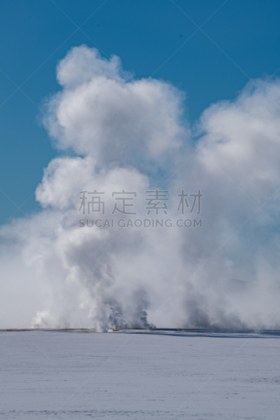 间歇泉,冬天,蒸汽,黄石公园,寒冷,著名自然景观,热,霜,雪,美国西部
