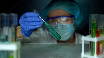 透明,蓝色,液体,实验室,装管,研究人员,房室传导系统,房地产经纪人,科学家