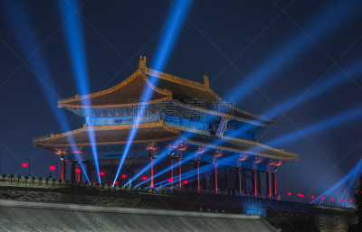 北京,故宫,都市风光,夜视,灯笼,世界遗产,复古风格,色彩鲜艳,户外,建筑