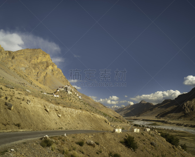喜马偕尔邦,高处,印度,修道院,喜马拉雅山脉,毕底,钥匙,环境,云